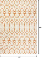 JONATHAN Y Moroccan Geometric Indoor Outdoor Area Rug 3X5 Cream/Orange - Image 2