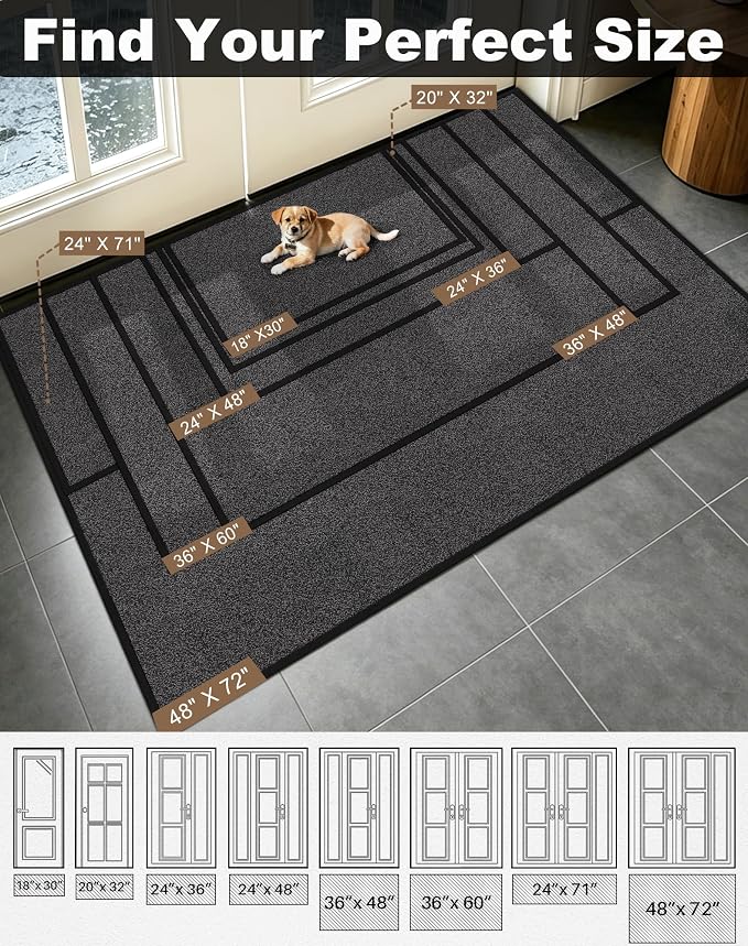 Mibao Front Door Mat Indoor Entrance, Dirt Trapper Welcome Mat - Image 3