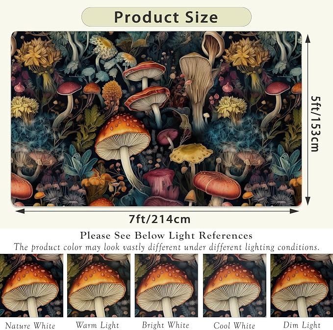 Area Rugs 5x7 Washable Rug Vintage Mushrooms Living Room Rug Soft Anti-Skid - Image 2