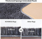 KICHOWUA Thick Area Rug 5x7 Grey Fluffy Shag - Image 2