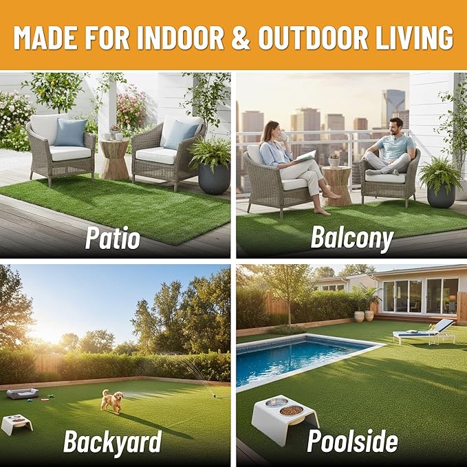 Ottomanson Artificial Turf Natural 78" x 28', Realistic Grass Carpet - Image 4