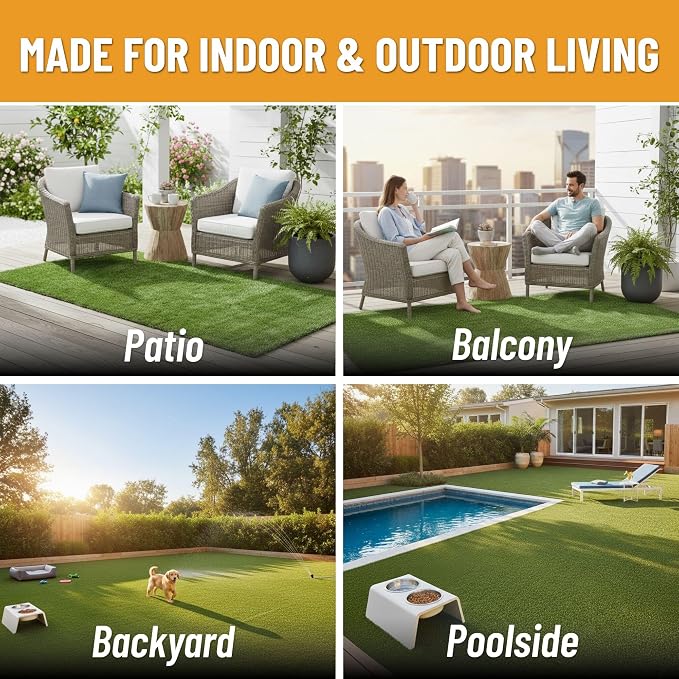 Ottomanson Artificial Grass Runner Natural 31" x 30, Realistic Grass - Image 4