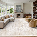 Rugxara 10x14 Extra Large Washable Area Rug, Soft Neutral Vintage Boho Rug by Rugxara