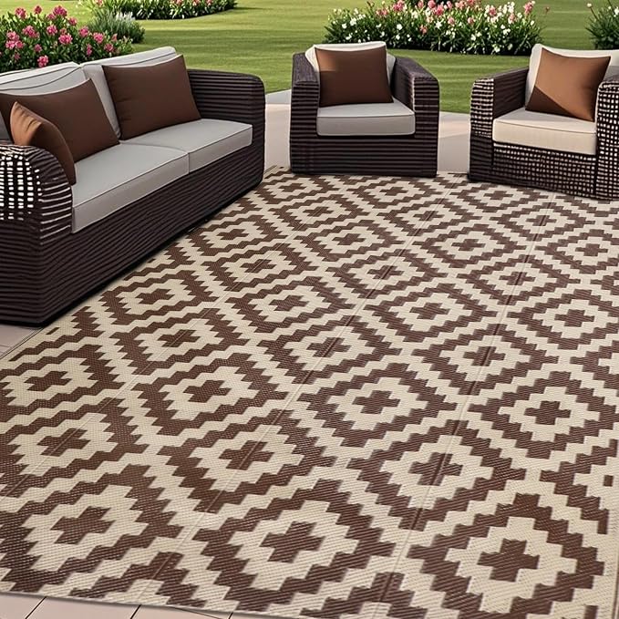 SAND MINE Reversible Mats, Plastic Straw Rug, Modern Area Rug, Large Floor Mat by SANDMIND