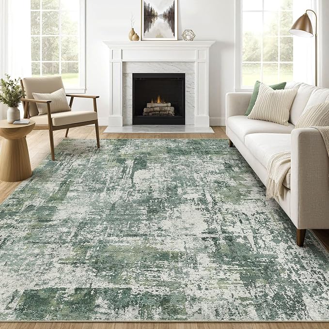 7x10 Area Rug Living Room: Washable Large Abstract Soft Stain Resistant Indoor by LOONGRUG