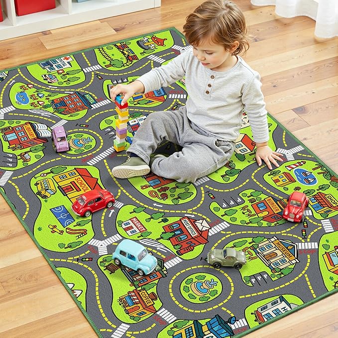 Upgrade Ultra Non Slip Kids Car Rug, Kids Road Playmat Rug - Image 3