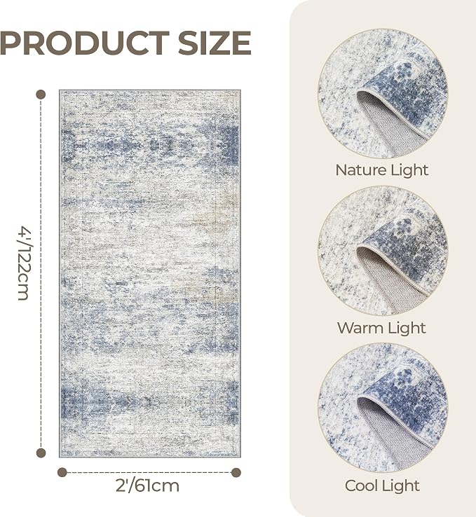 2x4 Washable Rug Runner for Bathroom, Soft Entryway Rug for Laundry Room - Image 2