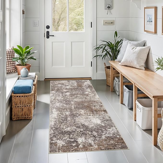 2x5 Washable Kitchen Rug Runner – Non-Slip Abstract Modern Neutral Small Rug - Image 8