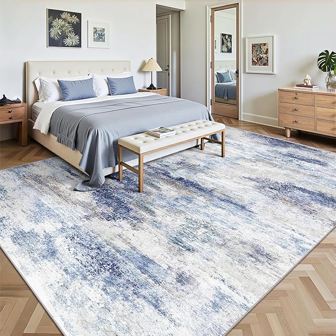 8x10 Area Rugs, Abstract Morden Soft Washable Rug, Non-Slip Low Pile Rugs - Image 3