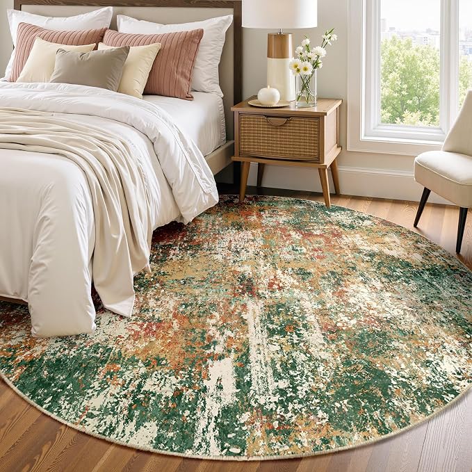 RELEANY Washable Area Rugs 6ft Non-Slip Modern Abstract Soft by RELEANY