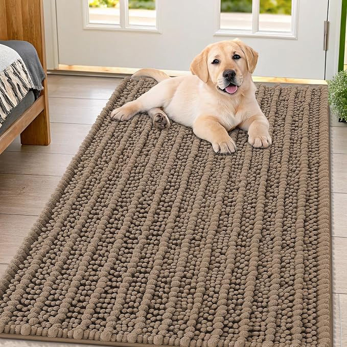 Smiry Dog Door Mat for Muddy Paws 47x32, Absorbent Dirt Trapper, Non-Slip by Smiry