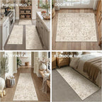 Neutral Kitchen Rug Set of 3 Washable Beige Vintage Kitchen Mats - Image 9