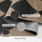 Lahome Colette Checkered Easy Jute Patio Rug, 6x9 Washable Indoor Outdoor Rug - Image 5