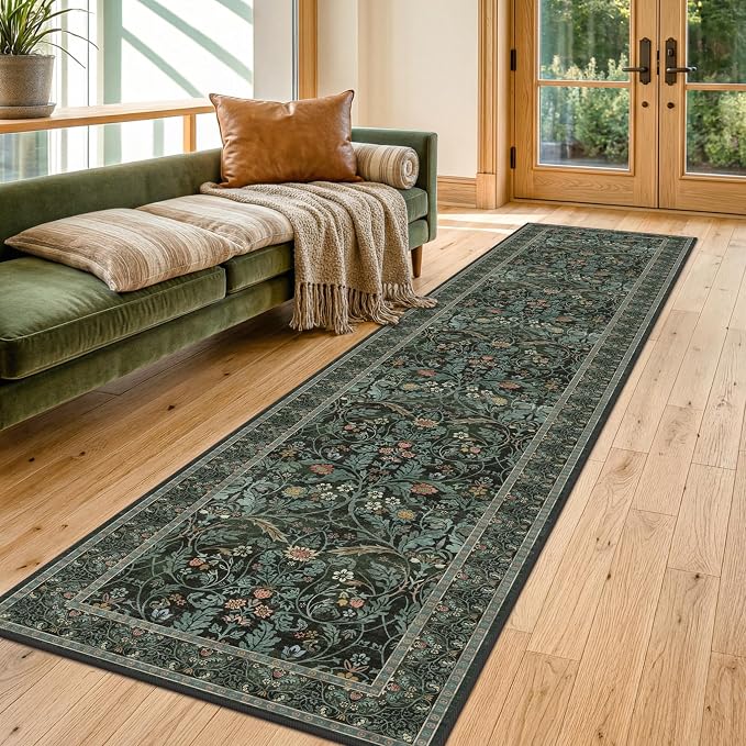 Dark Green 2'6"x12' Long Runner Rugs - Image 3