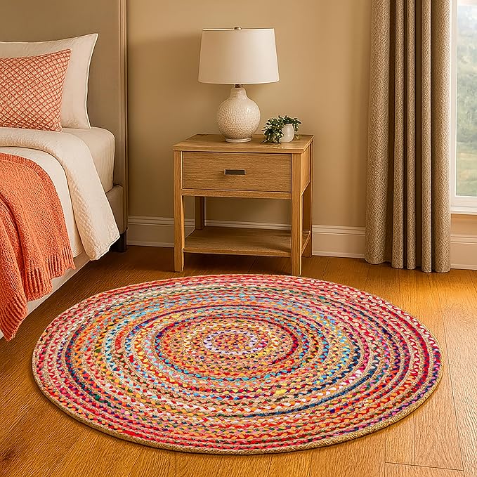 Hausattire Bohemian Braided Rug 4' Round - Image 4