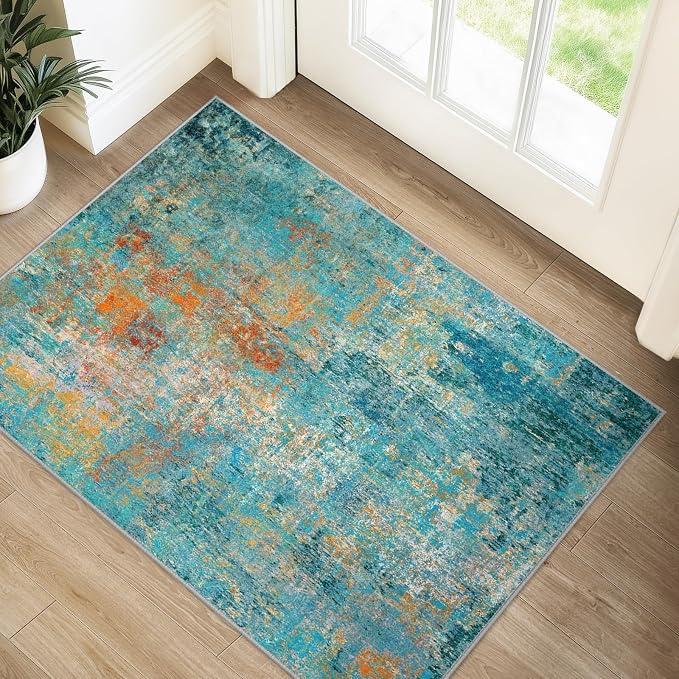 RELEANY Washable Area Rugs 2'x3' Non-Slip Modern Abstract Soft by RELEANY