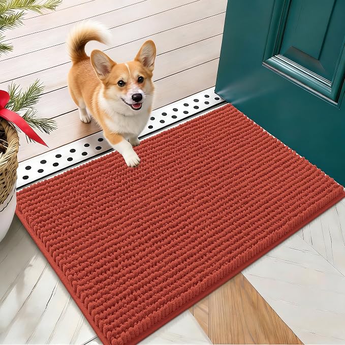 OLANLY Dog Door Mat for Muddy Paws 24x16, Ultra Absorbent Chenille Mud Doormat by OLANLY