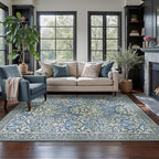 GENIMO 5x7 Washable Area Rug, Non-Slip Vintage Boho Floral Carpet, Soft - Image 3