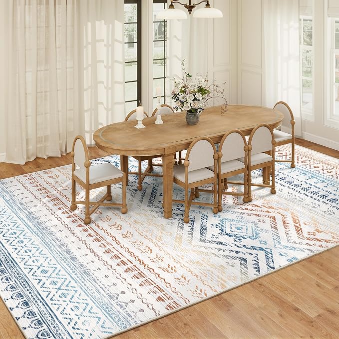 Miukiki 8x10 Area Rug for Living Room Moroccan Washable Rugs Non Slip Indoor - Image 9