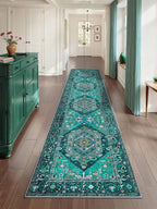SERISSA Runner Rug for Hallways, Extra Long Boho Rug Ultra Soft Vintage Teal by SERISSAHomeDecorCollection