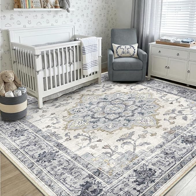 CAPALOCA Machine Washable Rugs Nursery Rug 6x9 Cute Girl Non Slip Low Pile - Image 9
