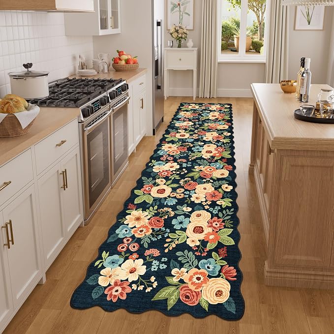DUKINO 2x8 Washable Runner Rug, Lightweight Soft Floral Hallway Rug Runner by DUKINO