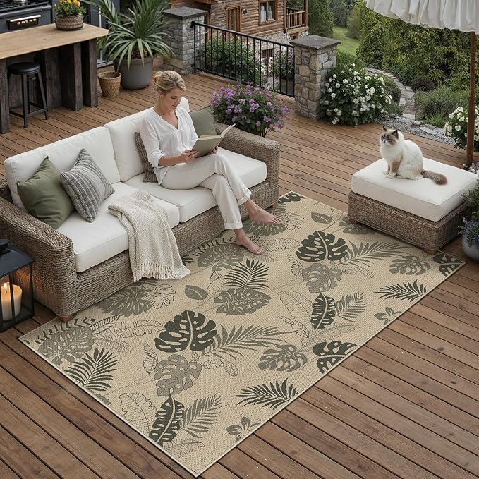 Easy Jute Rug Outdoor Indoor 4x6 Patio Mat Porch Entrance Light Brown Natural - Image 4