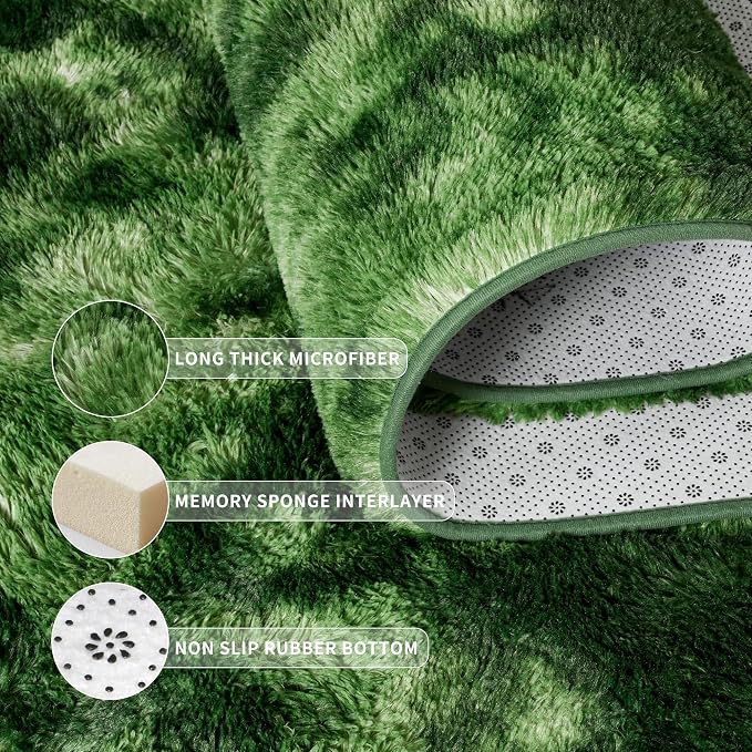 Tepook Fluffy Dark Green Rugs for Living Room Bedroom, 5x8 Soft Area Rug - Image 5