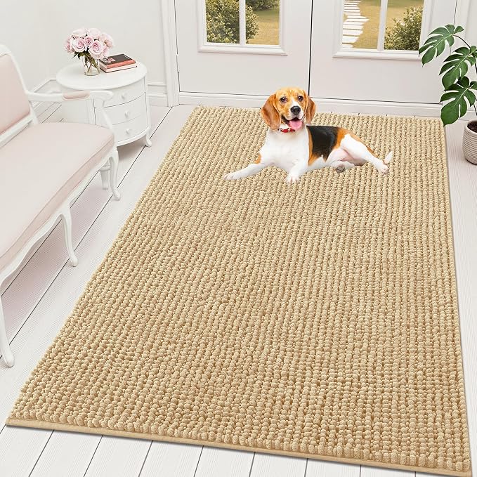 OLANLY Dog Door Mat for Muddy Paws 70x46, Ultra Absorbent Chenille Mud Doormat by OLANLY