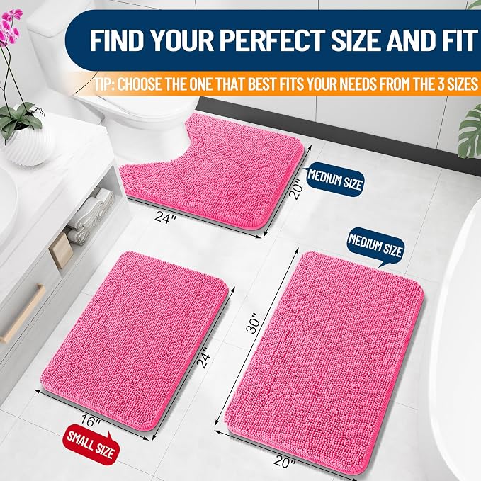 OLANLY Small Bathroom Rugs 24x16, Extra Soft Absorbent Chenille Bath Rugs - Image 2
