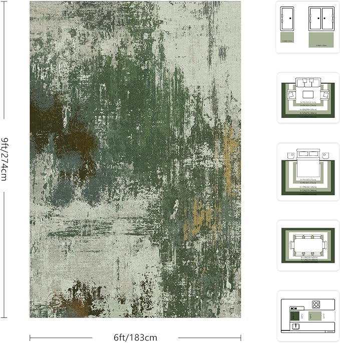 6x9 Area Rugs - Modern Abstract Washable Rug, Ultra Soft Non Slip Low Pile - Image 2