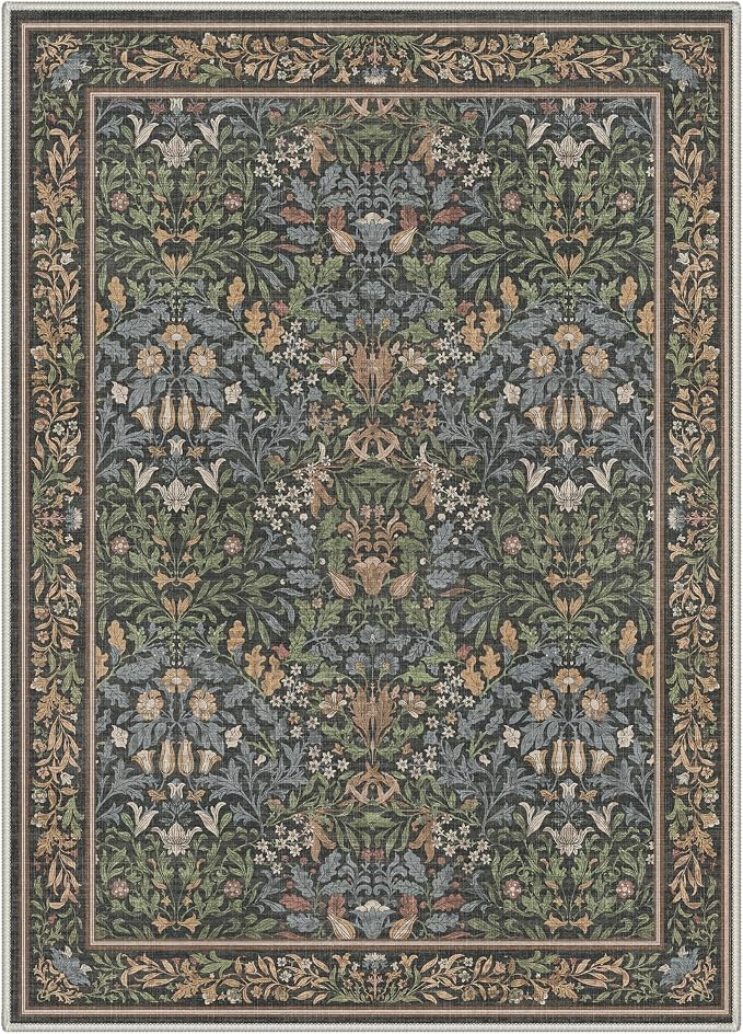 GENIMO Washable Rugs 8x10 for Living Room, Non Slip Vintage Floral Area Rug - Image 6