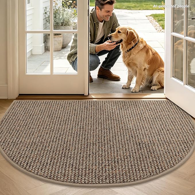 BEQHAUSE Dirt Trapper Door Mat 36" x 60" Half Circle Non Slip Washable Doormats - Image 2