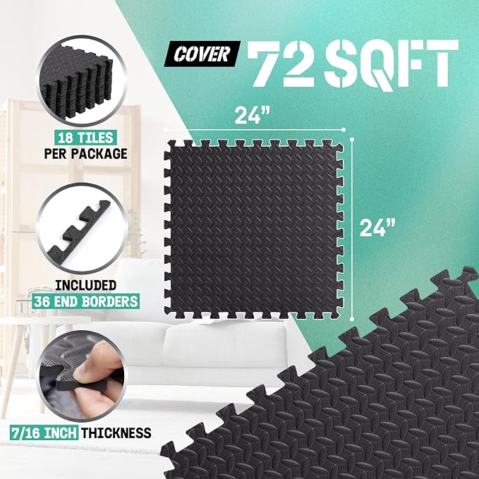Yes4All 24SQFT-120SQFT Puzzle Exercise Mat - Image 2