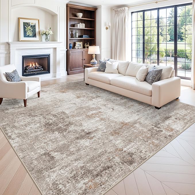 12x12ft Square Living Room Rug – Non-Slip Washable Extra Large Floor Carpet by ZHXXUJ