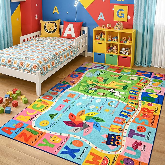 Maxsoft Kids Rug for Playroom, Educational 4x6 Play Mat for Classroom, Washable - Image 5