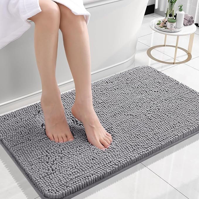 OLANLY Small Bathroom Rugs 24x16, Extra Soft Absorbent Chenille Bath Rugs by OLANLY