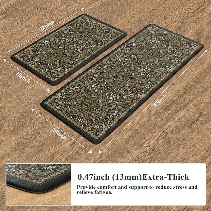 Collive Kitchen Mats for Floor 2PCS, Cushioned Anti Fatigue Rugs Non-Slip - Image 2
