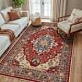 RELEANY Area Rugs 5'x8' Washable Non-Slip, Floral Vintage Distress Medallion by RELEANY