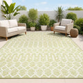 JONATHAN Y Moroccan Geometric Indoor Outdoor Area Rug 5X8 Light Green/Cream by JONATHANY
