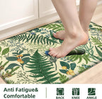 Beige Green Botanical Kitchen Rugs Set of 2 Plant Leaf Anti-Fatigue Kitchen Mat - Image 5