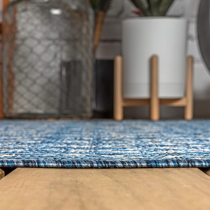 JONATHAN Y Moroccan Geometric Indoor Outdoor Runner Rug 2X14 Navy/Light Gray - Image 7