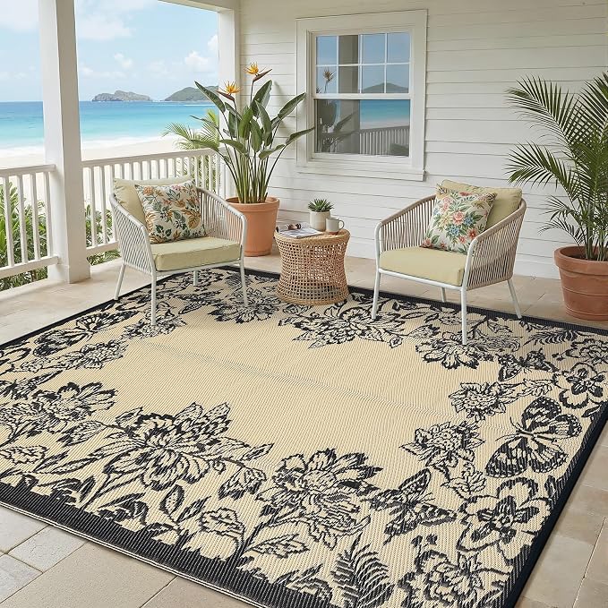 Garvee 5’x8’ Waterproof Patio Outdoor Rug, Outdoor Plastic Straw Rug - Image 9