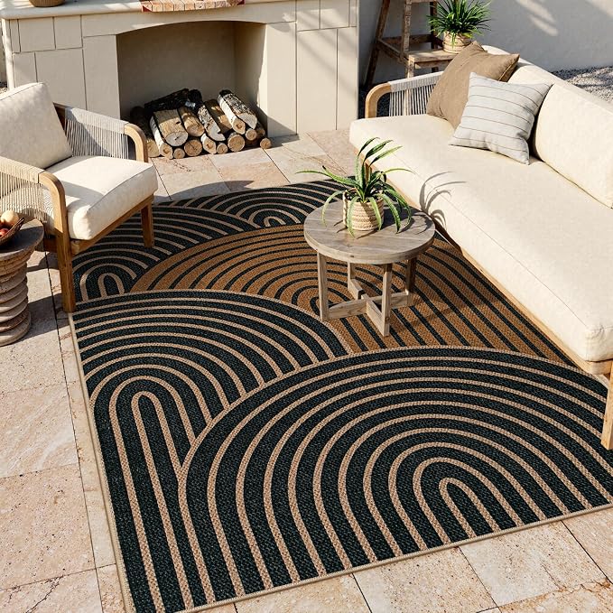 Lahome Enfys Modern Rainbow Easy Jute Carpet, Washable Rugs 5x7 - Image 6