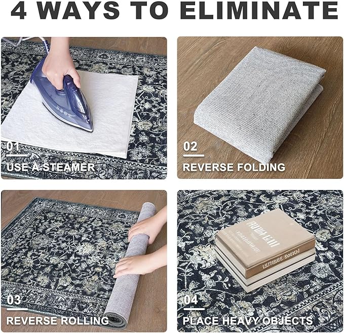 KILOCOCO Hallway Runner 2x6 Rug Runner Printed Vintage Floral Washable Kitchen - Image 2