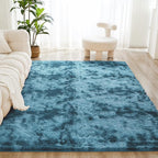 Litanika 9x12 Shag Area Rug for Living Room Bedroom, Tie-Dyed Blue High Pile - Image 2