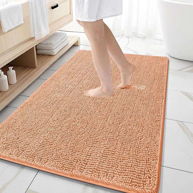 OLANLY Large Bathroom Rugs 59x35, Extra Soft Absorbent Chenille Bath Rugs by OLANLY