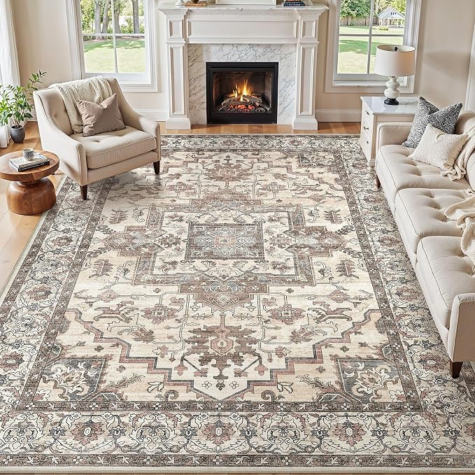 6x9 Area Rugs Living Room: Washable Vintage Rug Large Non-Slip Stain Resistant by JessibouAreaRug