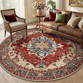 RELEANY Area Rugs Round 6ft Washable Non-Slip, Floral Vintage Distress by RELEANY