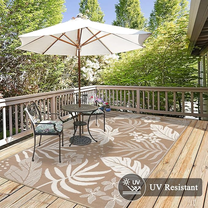 Pauwer Waterproof Outdoor Rug 6x9, Reversible Plastic Straw Patio Camping Rug - Image 4